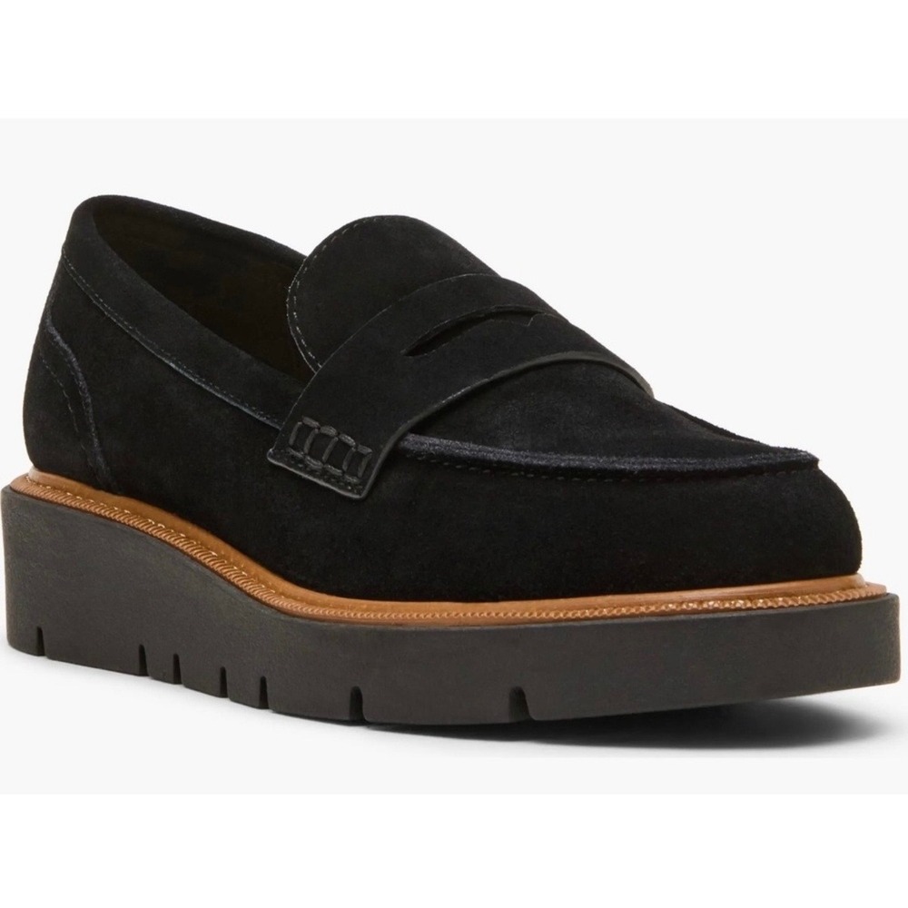 New Blondo‎ Black Waterproof Suede Penny Loafers Comfort Slip-On Shoes Preppy 9.